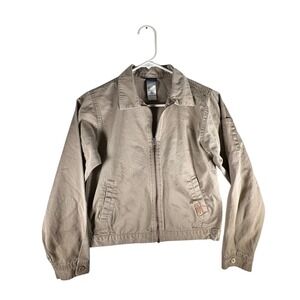 Dickies Kids Khaki Tan Cotton Twill Eisenhower Zip Up Work Jacket Size M 12/14